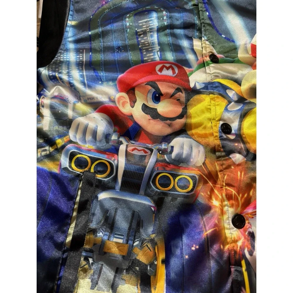 Mario Kart Nintendo DeKryptic Satin Jacket Mario Bowser Patch Size L